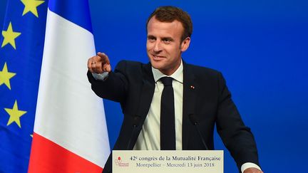 Emmanuel Macron à Montpellier (Hérault), le 13 juin 2018. (SYLVAIN THOMAS / AFP)