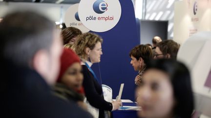 Le stand&nbsp;P&ocirc;le emploi au salon des entrepreneurs, le 5 f&eacute;vrier 2015 &agrave; Paris. (MAXPPP)