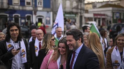 Andre Ventura, leader du parti d'extrême-droite Chega, lors d'un rendez-vous de campagne électorale en février 2024. (PATRICIA DE MELO MOREIRA / AFP)