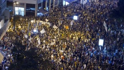 Tel-Aviv: manifestation contre la hausse des prix des logements et des inégalités sociales en Israël, samedi 3 Septembre (AFP PHOTO / JACK GUEZ)