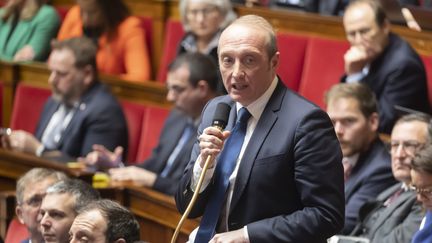 Le député de Corse-du-Sud Laurent Marcangeli dans l'hémicycle le 6 février 2023. (VINCENT ISORE / MAXPPP)