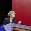 La candidate LR à la présidentielle Valérie Pécresse en meeting, le 13 février 2022, au zénith à Paris. (ADNAN FARZAT / NURPHOTO / AFP)