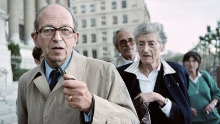 Raymond et Lucie Aubrac, le 16 juin 1987, lors du proc&egrave;s de Klaus Barbie &agrave; Lyon&nbsp;(Rh&ocirc;ne). (AFP)