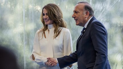 &nbsp; (La reine Rania de Jordanie était présente à l'université d'été du MEDEF, aux côtés de Pierre Gattaz © MAXPPP)