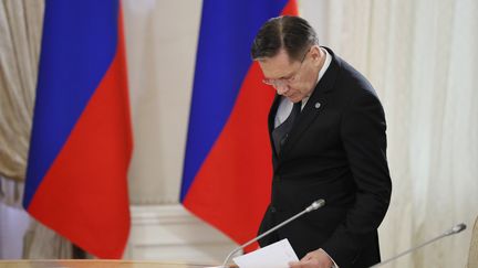 Le chef de l'agence nucléaire russe Rosatom,&nbsp;Alexey Likhachev, à Saint-Pétersbourg (Russie), le 6 juin 2019.&nbsp; (YURI KOCHETKOV / POOL / AFP)