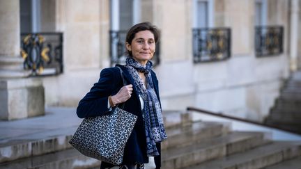 La ministre des Sports Amélie Oudéa Castéra à la sortie du conseil des ministres le 11 janvier 2023 (XOSE BOUZAS / AFP)