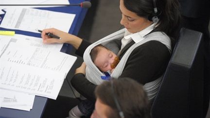 L'eurodéputée Licia Ronzulli a pris part au vote pour l'allongement du congé maternité le 20 octobre à Strasbourg. (AFP - Frederick Florin)