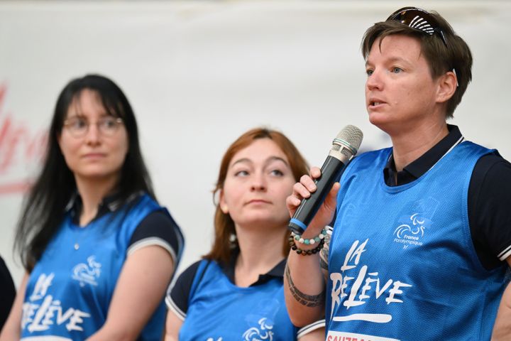 Erika Sauzeau, médaillée paralympique en aviron lors des Jeux de Tokyo, lors de la journée de détection du programme La Relève, le 23 avril 2022. (PHILIPPE MILLEREAU / KMSP)