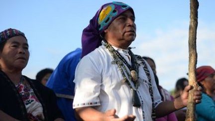 Les Indiens Mayas célèbrent le 17e anniversaire de la paix civile, à Guatemala city, le 29 décembre 2013. (AFP/Johan Ordonez)