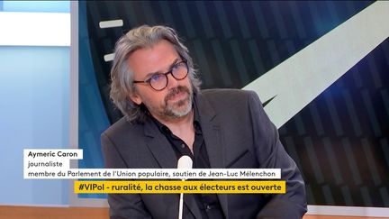 Le journaliste Aymeric Caron, le 15 février 2022 sur franceinfo. (FRANCEINFO)