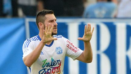 L'attaquant de l'Olympique de Marseille, Andr&eacute;-Pierre Gignac, le 19 octobre 2014. (BORIS HORVAT / AFP)