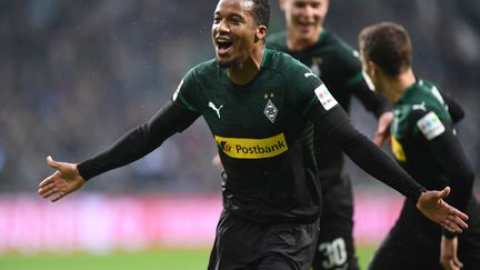 La joie d'Alassane Plea, le buteur de Mönchengladbach. (CARMEN JASPERSEN / DPA)