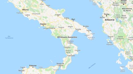 Le Français a disparu à proximité de Policastro (province de Salerne), dans le sud de l'Italie.&nbsp; (GOOGLE MAPS)