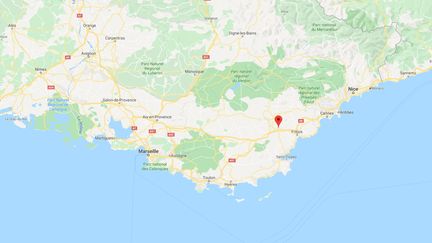 Une personne est portée disparue après être tombée à l'eau lors d'une opération de sauvetage au Muy, dans le Var, le 23 novembre 2019. (GOOGLE MAPS)