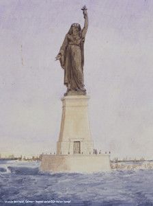 Aquarelle du projet de phare de Suez par Auguste Bartholdi en 1869
 (Musée Bartholdi Colmar )