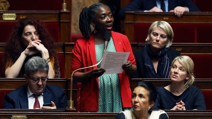 La députée de La France insoumise Danièle Obono, à l'Assemblée nationale, le 13 mars 2019.&nbsp; (THOMAS SAMSON / AFP)