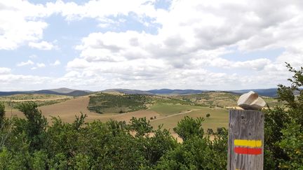 Un chemin de petite randonnée sur le Causse Méjean en Lozère, dans le Parc national des Cévennes. (SYLVIE DUCHESNE / RADIOFRANCE)