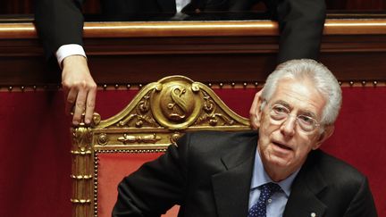 Le Pr&eacute;sident du conseil italien Mario Monti lors du vote de confiance au Parlement, jeudi 17 novembre 2011 &agrave; Rome (Italie). (MR/CK)