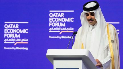 &nbsp;Cheikh Tamim ben Hamad Al-Thani, le 21 juin 2022, à Doha. (- / QATAR AMIRI DIWAN)