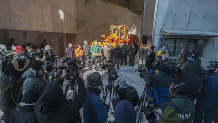 &nbsp; (Le maire de New York, Bill de Blasio, a donné une conférence de presse pour alerter le public © Richard B. Levine/NEWSCOM/SIPA)