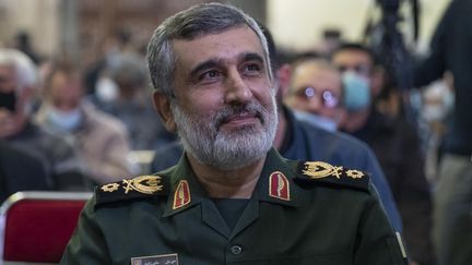 Amirali Hajizadeh,&nbsp;commandant de la force aérospatiale des&nbsp;gardiens de la&nbsp;révolution, le 31 cdécembre 2021 à Téhéran (Iran. (MORTEZA NIKOUBAZL / NAFP)