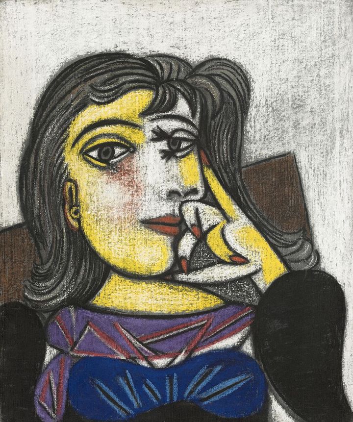 Pablo Picasso. Portrait de Dora Maar, 1937, huile et pastel sur toile. Musée national Picasso (© RMN – Grand Palais (Musée national Picasso - Paris)  Mathieu Rabeau  Succession Picasso,)