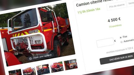 Plusieurs véhicules de pompiers sont notamment mis en vente. (CAPTURE D'ÉCRAN)