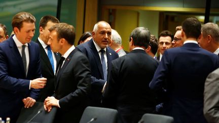 Emmanuel Macron avec ses homologues européens, le 28 juin 2018 à Bruxelles (Belgique). (PRIME MINISTRY OF BULGARIA / HAN / ANADOLU AGENCY / AFP)