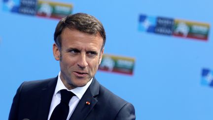 Emmanuel Macron at the NATO summit in Vilnius, Poland, July 11, 2023. (PETRAS MALUKAS / AFP)