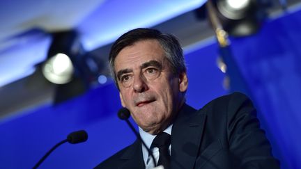 François Fillon lors de la présentation de son programme lundi 13 mars 2017.&nbsp; (CHRISTOPHE ARCHAMBAULT / AFP)