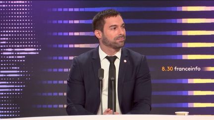 Julien Odoul,&nbsp;porte-parole du Rassemblement national, était l'invité du "8h30 franceinfo", dimanche 29 janvier 2023. (FRANCEINFO / RADIOFRANCE)