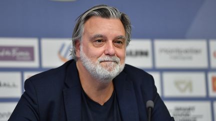 Le président du club de Montpellier Laurent Nicollin le 17 octobre 2022. (SYLVAIN THOMAS / AFP)