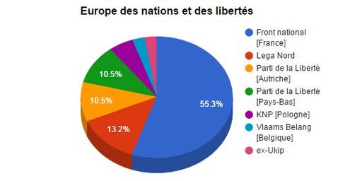 Les différentes forces politiques européennes composant le groupe Europe des nations et des libertés. (contexte.com)