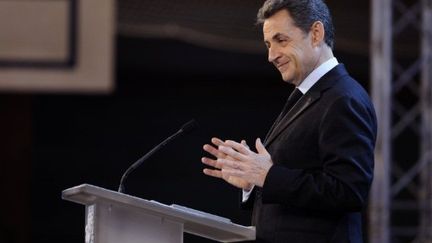 Nicolas Sarkozy prononce un discours à Issy-les-Moulineaux, le 13 février 2012. (AFP - Eric Feferberg)