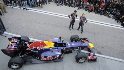 Les deux Red Bull de Webber et Vettel lors du départ du GP de Grande-Bretagne