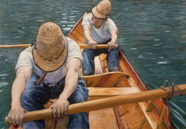 "Canotiers ramant sur l'Yerres" de Gustave Caillebotte, 1877. Huile sur toile, 80,5 x 116,5 cm. Collection particulière. (BRIDGEMAN IMAGES)