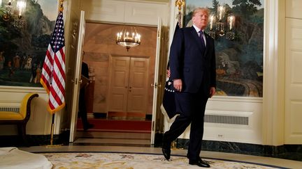 Donald Trump intervient à la Maison Blanche, le 13 avril 2018. (YURI GRIPAS / REUTERS)