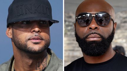 Les rappeurs Booba (à gauche) et Kaaris (à droite). (DOMINIQUE FAGET / AFP)