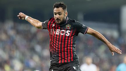 Le Niçois Gaetan Laborde face au FC Slovacko, le 6 octobre 2022. (RADEK MICA / AFP)