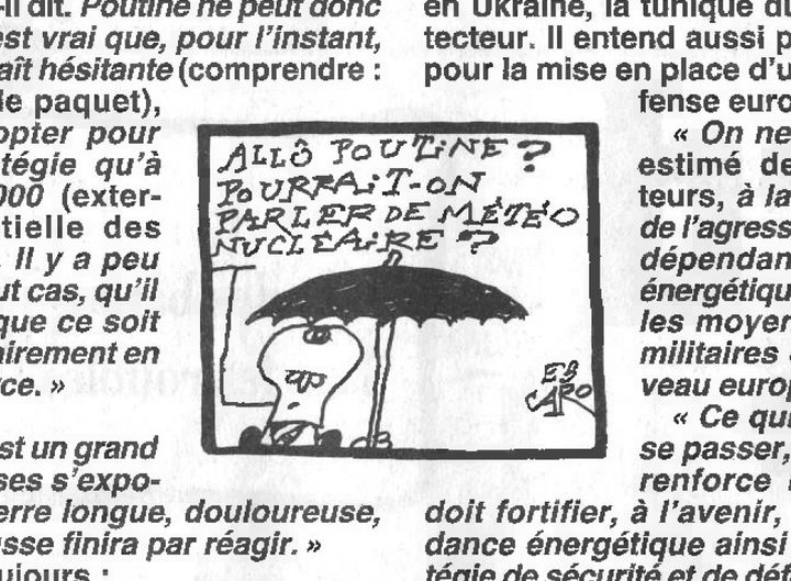 Cabochon, directed by André Escaro, published in the March 2, 2022 edition of Le Canard Enchaîné.  (Chained Duck, André Escaro)