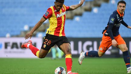 Cheick Doukouré ouvre le score pour Lens contre Montpellier, samedi 30 janvier (SYLVAIN THOMAS / AFP)