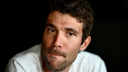 Thibaut Pinot lors du point presse à la veille de sa dernière course, le 6 octobre 2023, à Albavilla. (AFP)