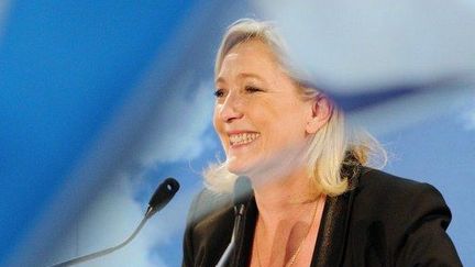 La présidente du Front national à Hénin-Beaumont le 17 juin, au soir du second tour des législatives (DENIS CHARLET / AFP)