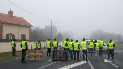 Des "gilets jaunes" à Dinan, en Bretagne. (MARTIN BERTRAND / HANS LUCAS / AFP)