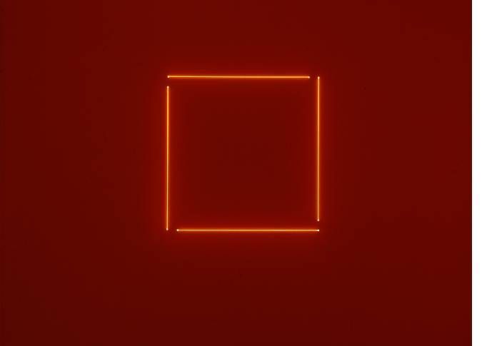 Stephen Antonakos: &quot;Red Neon Incomplete Square&quot;. 1975.
 (Courtesy galerie Konrad Fisher, Düsseldorf.)