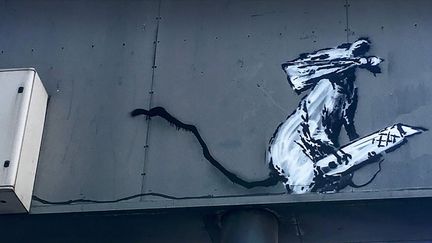 Le graffiti de l'artiste Banksy près du Centre Pompidou à Paris, volé en septembre 2019 (AFP PHOTO/POMPIDOU CENTRE)