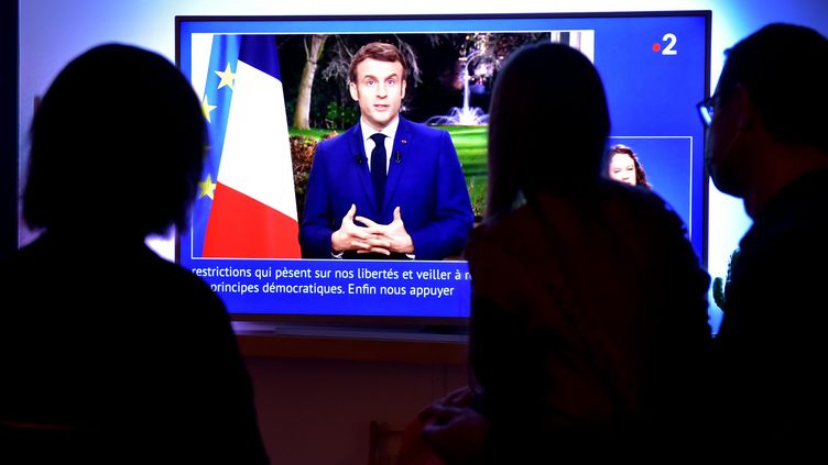 Televised greetings from the President of the Republic Emmanuel Macron, December 31, 2021. (CÉDRIC MERAVILLES / MAXPPP)