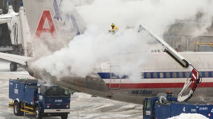 Un appareil de la compagnie&nbsp;American Airlines, &agrave; Boston, dans le&nbsp;Massachusetts. (DOMINICK REUTER / REUTERS)