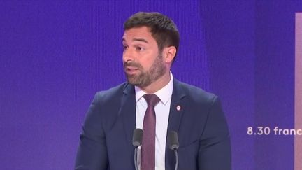 Le porte-parole du Rassemblement national, Julien Odoul, était l'invité du 8:30 de franceinfo, ce lundi 23 décembre. (FRANCEINFO / RADIO FRANCE)