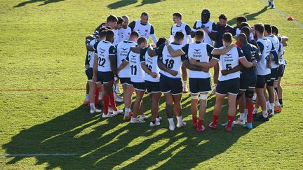 L'équipe de France de rugby lors d'une séance d'entraînement à Aubagne, le 29 janvier 2022. (Nicolas TUCAT / AFP)